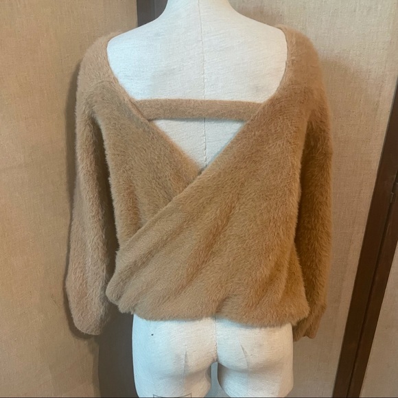 SHEIN | Nude Fuzzy Sweater with Twist Back - Picture 2 of 5
